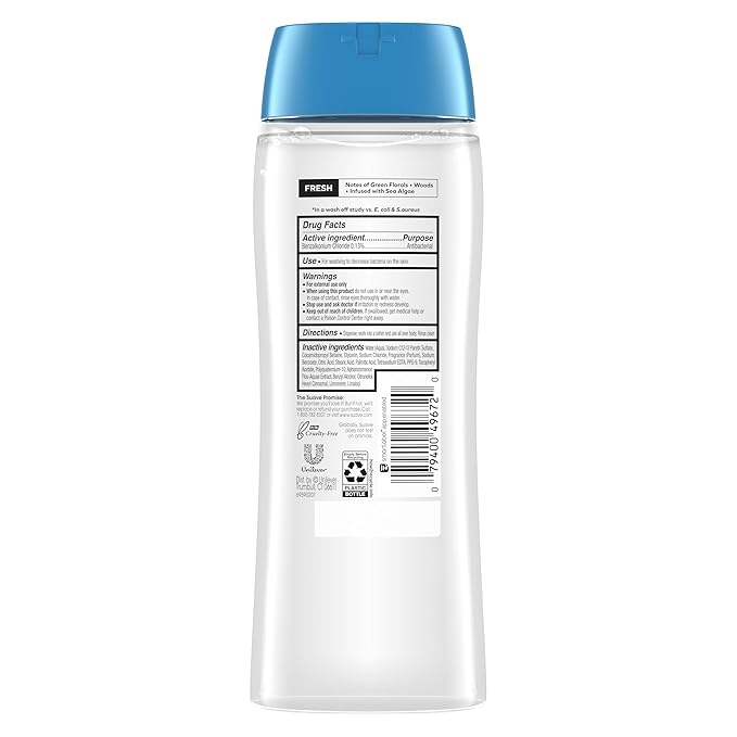 Suave Deeply Clean Antibacterial Body Wash with Glycerin &amp Vitamin E Moisturizing Skin Cleanser For Soft Smooth Skin Long Lasting Scent Paraben Free 18 FL OZ 6 Count