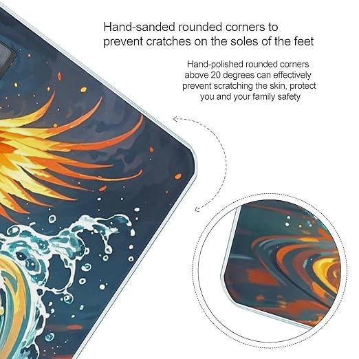 Fire and Water Phoenix Scale for Body Weight Sturdy Tempered Glass Weighing Scales with LCD Display Accurate Digital Bathroom Scale Convenient Body Fat Smart Scales Easy Read