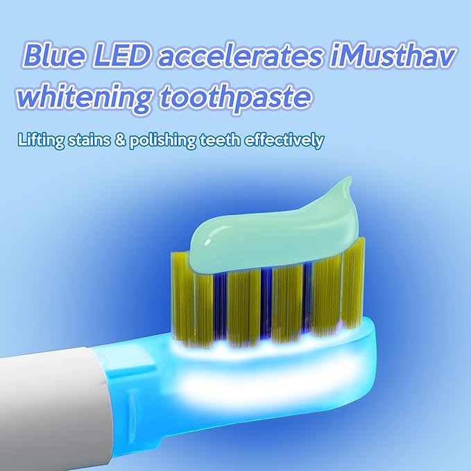 SonicBlu Electric Toothbrush for Home Use – Sonic Toothbrush with Blue LED to Activate Whitening Toothpaste (Included)– Gentle Bristles Smart Timer &amp Whitening Boost Technology