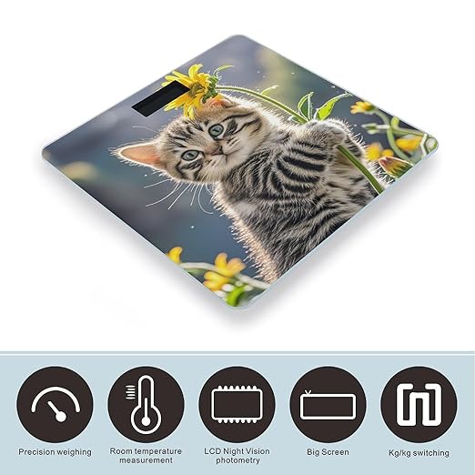 Kitten Hugging A Flower Scale for Body Weight Digital Bathroom Scale Accurate Smart Weight Scales with Large Display Weighing Machine High Precision Scales