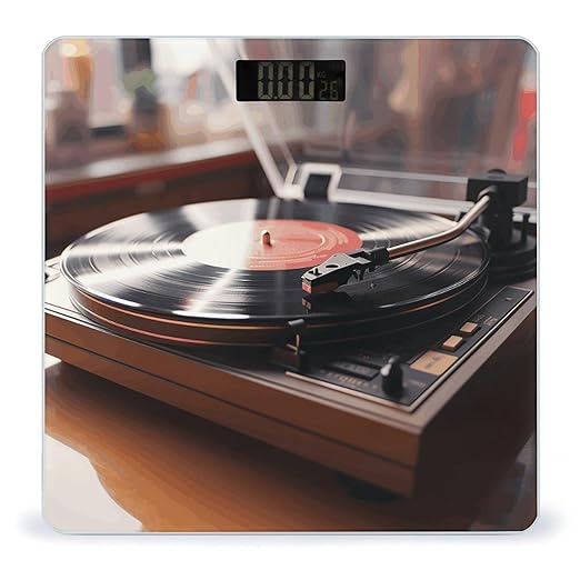 Record Player Scale for Body Weight Sturdy Tempered Glass Weighing Scales with LCD Display Accurate Digital Bathroom Scale Convenient Body Fat Smart Scales 400lb