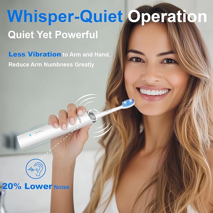 Sonic Electric Toothbrush for Adults and Teens5+Years Battery Life 48800 Quiet Operation RechargeableGenuine Waterproof Operated Powered Tooth BrushRelieveToothHealthProblems