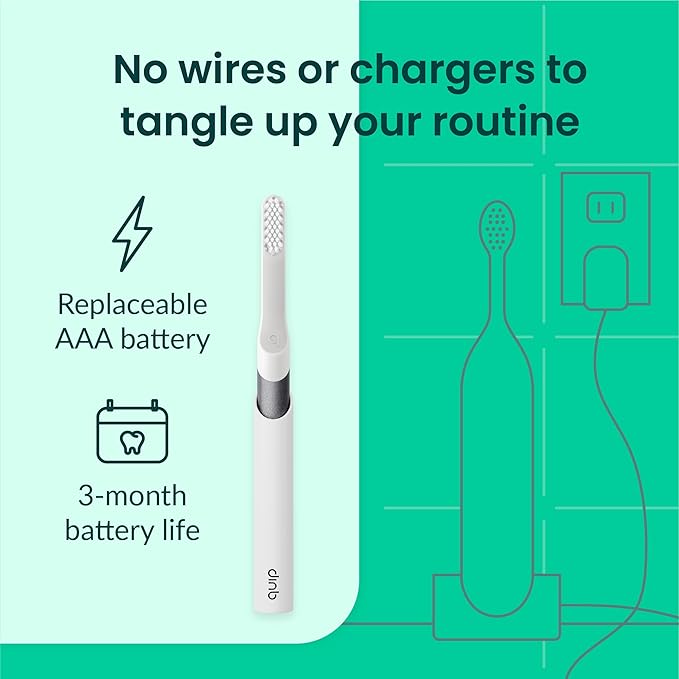 Quip Metal Sonic Electric Toothbrush for Adults - Time Travel &amp Soft Bristles with Travel Case &amp Replacement Brush Head - 3 Month Battery Life Slate