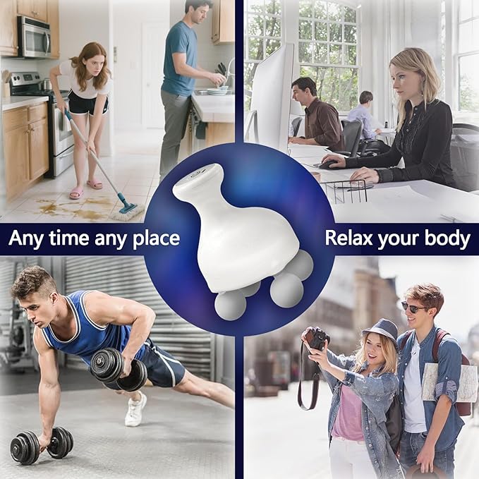 DEITY 4 Heads Handheld Massage Gun Deep Tissue Electric Body Massager Percussion Muscle Massager for Easing Shoulder and Back Tension with Reverse Thrust Function