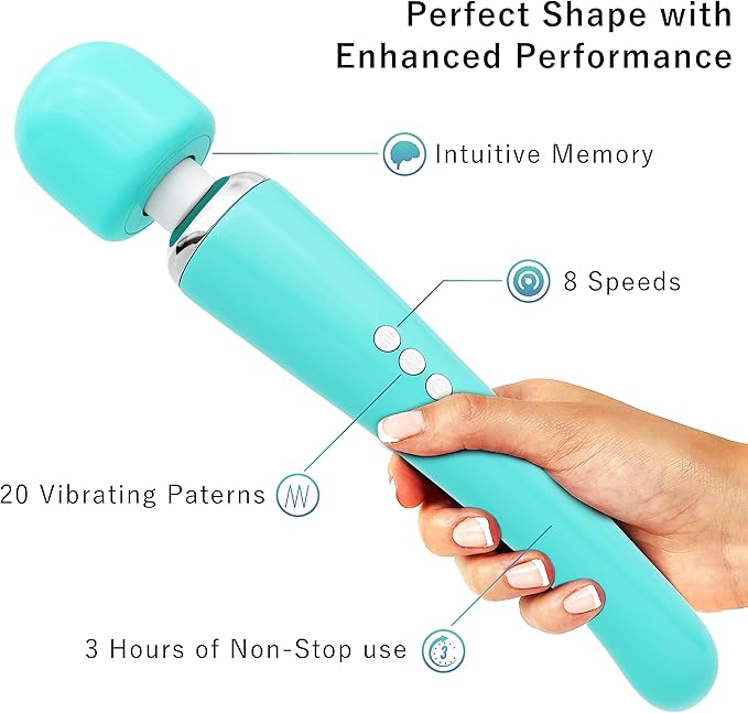Therapeutic Cordless Massager - Powerful Massage Tool Handheld 8 Speeds 20 Patterns - Rechargeable Hand Massagers for Sore Muscles - Hand Held Massage Tool for Neck &amp Back