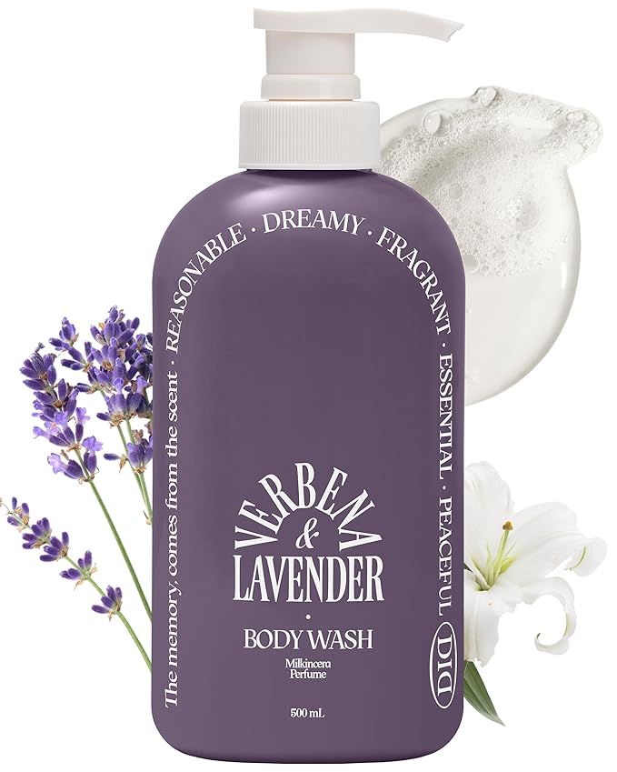 Milk in Cera Perfume Body Wash - Korean Moisturizing Body Cleanser for All Skin Types - Subtle Verbena Lavender Scent - with Milk Protein and Ceramide 16.9 fl.oz.