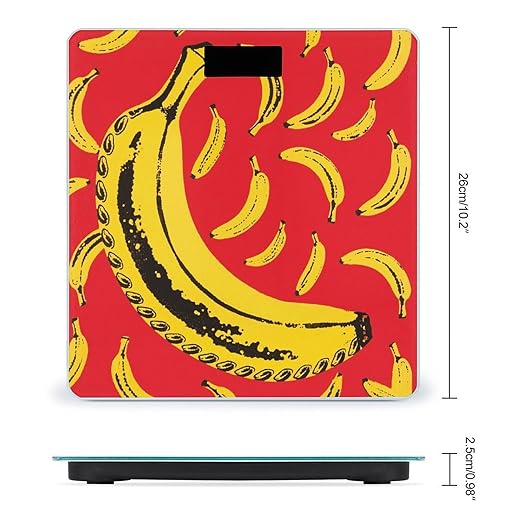 Yellow Banana Bathroom Scale for Body Weight LCD Display Digital Bathroom Scale Tempered Glass Bathroom Weight Scales Fashion Smart Scales for Home Bedroom 400 Lb
