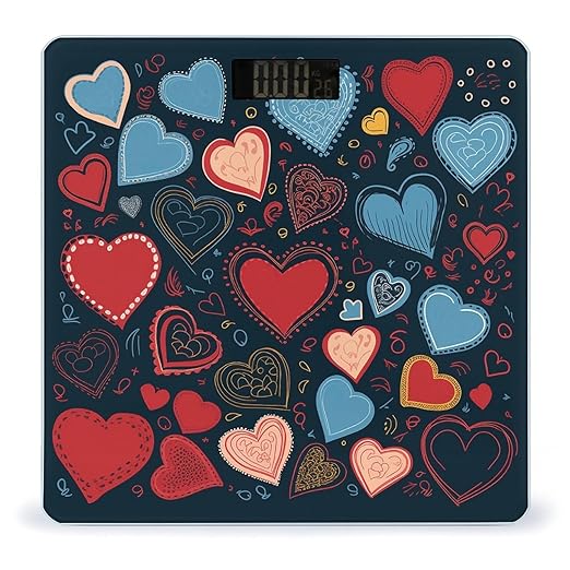 Arious Heart Shapes Scale for Body Weight Anti-Slip Tempered Glass Digital Bathroom Scales Clear LCD Display Weighing Scale Safe Rounded Corners Smart Scales