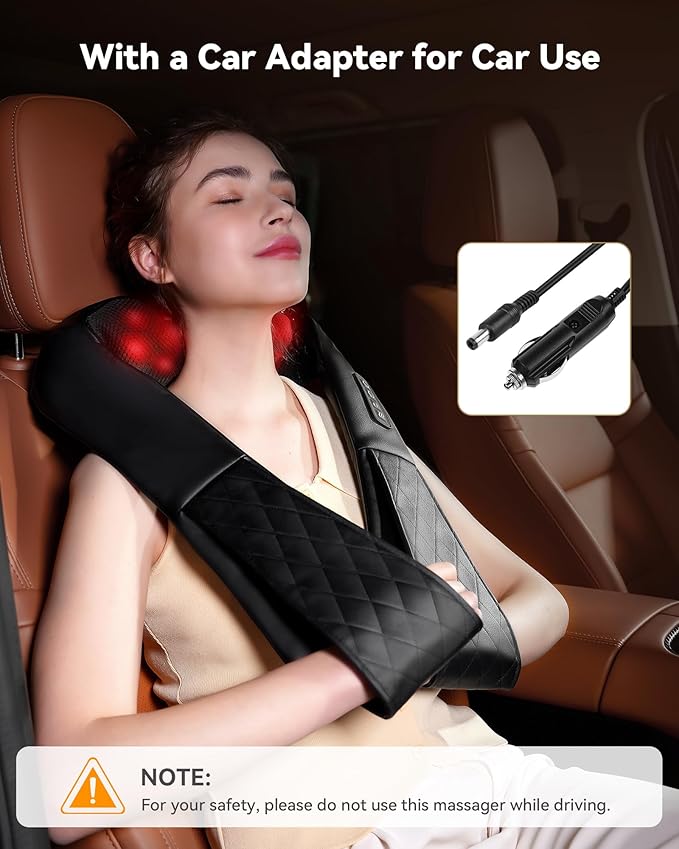 Neck Massager Shiatsu Shoulder and Back Massager with Heat 4D Deep Kneading Tissue Electric Massage Pillow for Body Muscle Pain Relief Gifts for Dad Mom Friends Women Men
