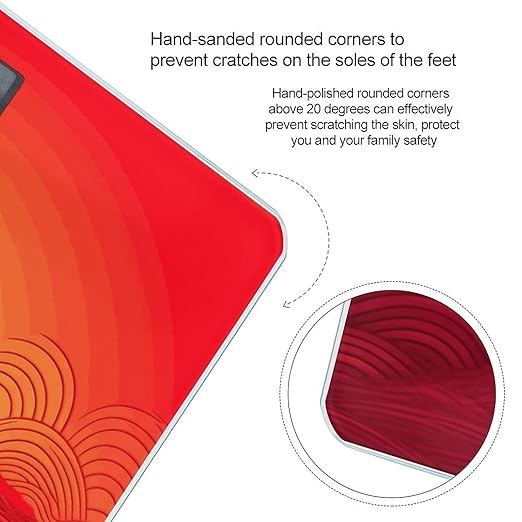 Red Sunrise Bathroom Scale for Body Weight 400 Lb Weight Scale with High Precision Sensors Tempered Glass Highly Accurate Digital Weighing Machine for People