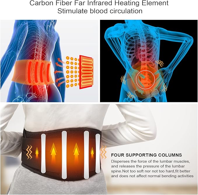 Heating Pad Lower Back Massager Wrap for Back Pain Relief Heated Waist Belt with Vibration Massage 7.4V 4400mah Battery Heat Therapy for Lower Back Lumbar Waist Abdominal Stomach Spine