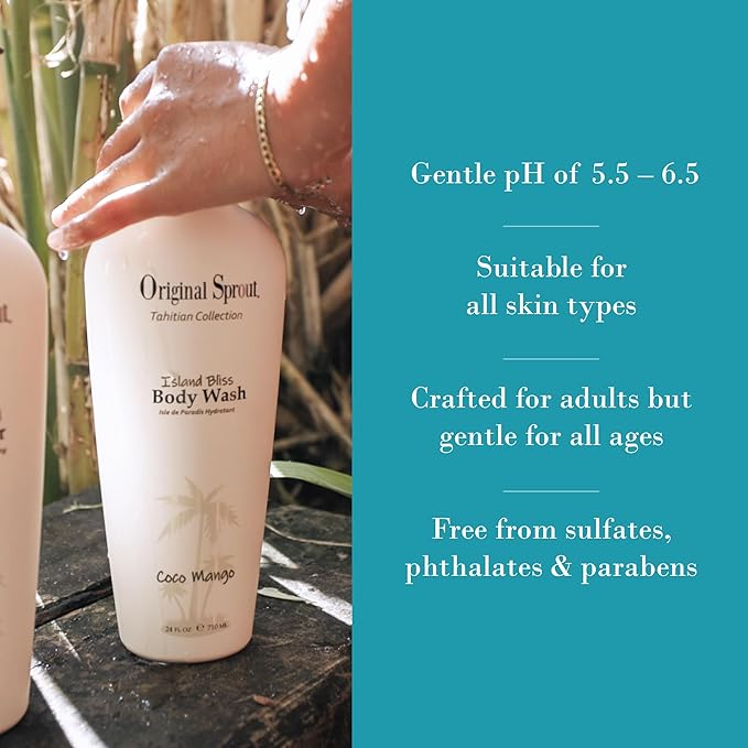 Original Sprout Island Bliss Moisturizing Body Wash for All Skin Types Including Sensitive &amp Dry Skin Hydrating Body Wash with Calendula &amp Rosemary Extracts Sulfate Free Coco Mango Scent 8