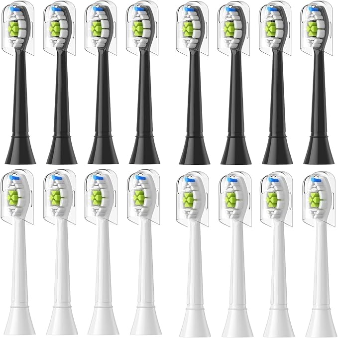 4/8/12/16pcs Replacement Toothbrush Heads Compatible with Philips Electric Brush Head 4100 6500 6100 7500 5300 1100(8White 8Black)