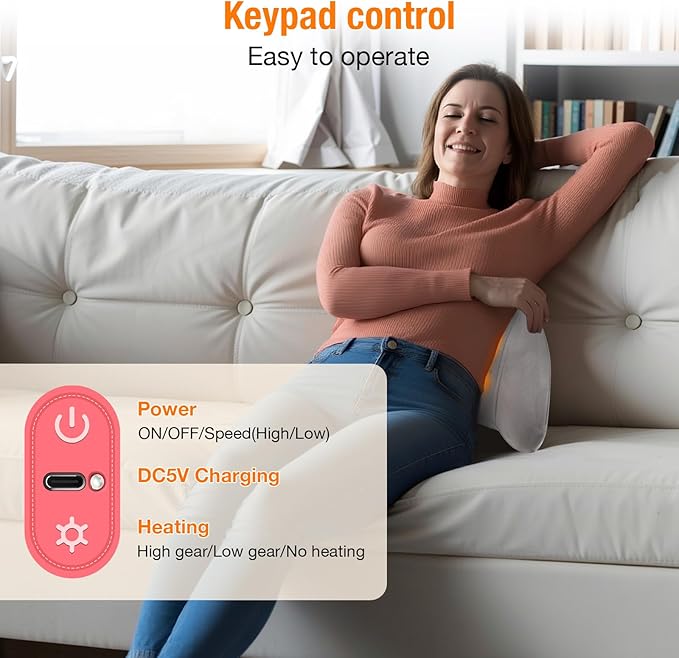 BIBIRE Shiatsu Back Massager with Heat - Deep Tissue Massage for Neck Shoulder &amp Lower Back Pain Relief - Rechargeable Portable Back Massager for Home Office Car
