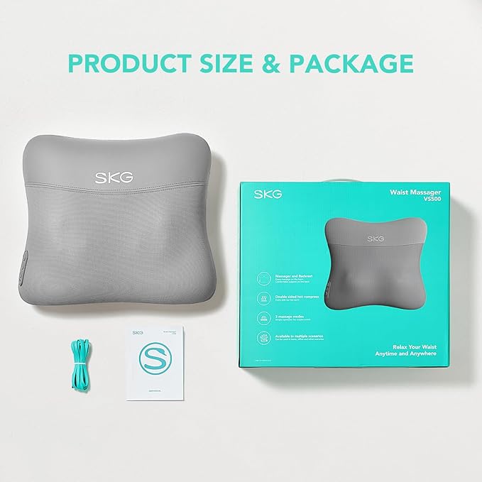 SKG VS500 Cordless Back Massager for Pain Relief Deep Tissue 4D Neck and Back Massager with Dual Sided Heat Valentine Gifts for Men and Women Dad Mom Grandpa