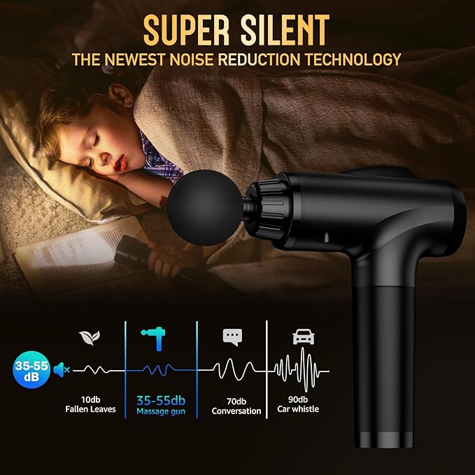 Massage Gun Deep Tissue Handheld Electric Muscle Massager High Intensity Percussion Massage Device for Pain Relief with 9 Attachments &amp 30 Speed(Black