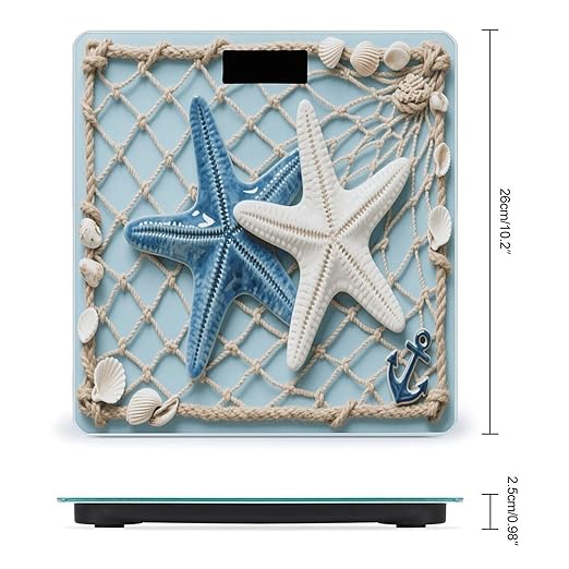 Sea Theme Starfish Bathroom Scale for Body Weight LCD Display Digital Bathroom Scale Tempered Glass Bathroom Weight Scales Fashion Smart Scales for Home Bedroom 400 Lb
