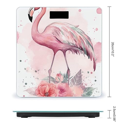 Vintage Boho Flamingo Florals Scale for Body Weight Digital Bathroom Scale Precision Smart Weighing Scales with Clear LED Display Accurate High Precision Scales Weighing Machine