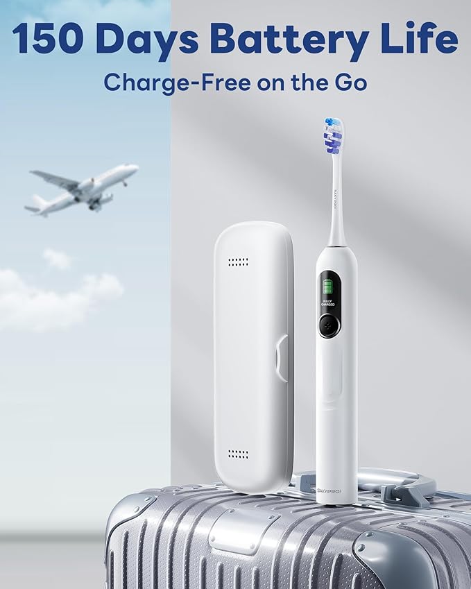 G5S Electric Toothbrush (White) + Ultra White Toothpaste 2 Pack 150-Day Rechargeable Toothbrush Visibly Whitens Yellow Teeth