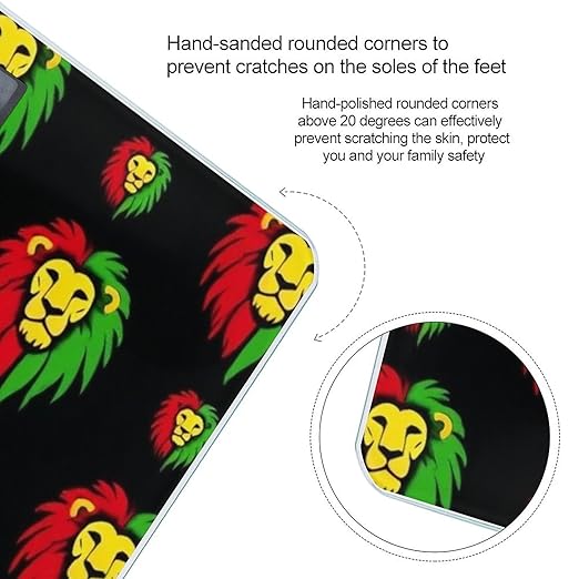 Women's Digital Bathroom Weighing Scale Automatic Switch Energy Saving Scale Smart Scale for Body Weight Jamaican Rasta Flag Rastafarian Reggae Lions