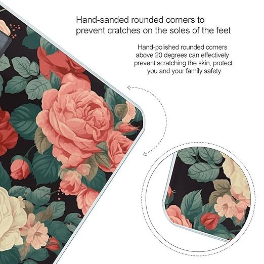Roses and Peonies Scale for Body Weight Highly Accurate Digital Bathroom Scale Sturdy Tempered Glass Weighing Scales with LCD Display Fashion Body Fat Smart Scales 400lb