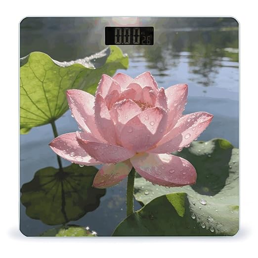 Morning Dew and Lotus Light Smart Scale for Body Weight Digital Bathroom Scale Toughened Glass Weight Scale with Large LCD Backlight Display High Precision Scales Weighing Machine