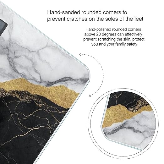 Digital Bathroom Weighing Scale Energy Saving Scale Smart Scale for Body Weight Gold Black and White Marble