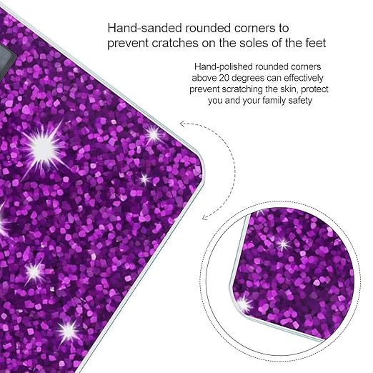 Men's Smart Scale for Body Weight Digital Bathroom Weighing Scale Automatic Switch Energy Saving Scale Beautiful Dark Purple Bling Glitter Sparkles Pattern