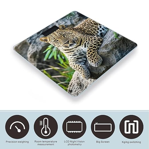African Leopard on Rock Smart Scale for Body Weight Accurate Bathroom Scale with LED Display Digital Weight Scales Weighing Machine High Precision Scales for Bath Home