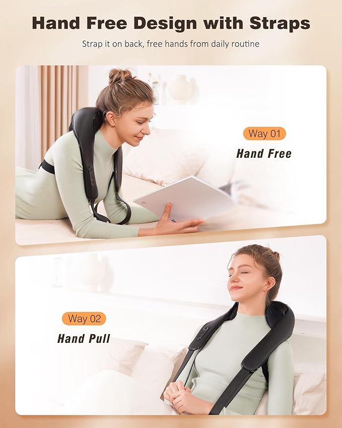 Neck and Shoulder Massager with Heat Cordless Back and Neck Massager Upgraded Graphene Heating 4D Shiatsu Deep Kneading Massage for Shoulder BackLegPain Relief Portable Gifts for Dad Mom Friend