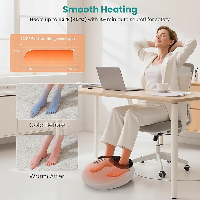 Nekteck Shiatsu Foot Massager Machine with Soothing Heat FSA Eligible Air Compression Deep Kneading Therapy HSA Massage Tools Improve Blood Circulation Foot Wellness Fits Size Up to US 13
