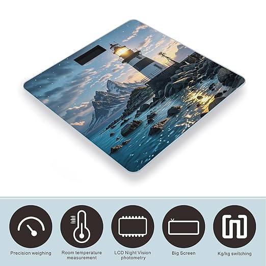 Lighthouse by The Sea Scale for Body Weight Digital Bathroom Scale Accurate Smart Weight Scales with Large Display Weighing Machine High Precision Scales