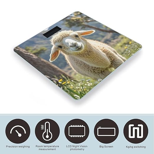 Lamb Bathroom Scale for Body Weight with High Precision Large LCD Backlight Display Digital Weighing Scale with BMI Capacity Up to 180kg