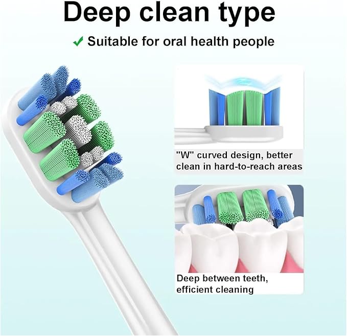 Compatible for Care Toothbrush Brush Head HX3/HX6/HX9 Series HX3210/3211/6150/6500/6510/6530/9342/6730 Replacement Heads(4pcs)