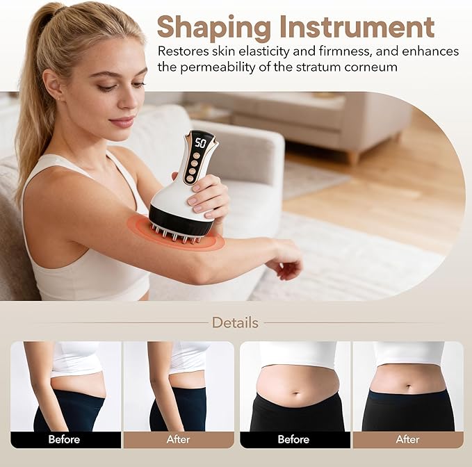 Lymphatic Drainage Massager &amp Massage Tool Body Sculpting Machine &amp Fascia Blaster for Cellulite with Microcurrent Light Heat &amp Vibration for Legs Arms &amp Belly