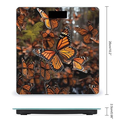 Monarch Butterflies Scale for Body Weight High Precision Digital Weight Scales with LCD Display Anti-Slip Sturdy Slim Tempered Glass Bathroom Scale for Home Use