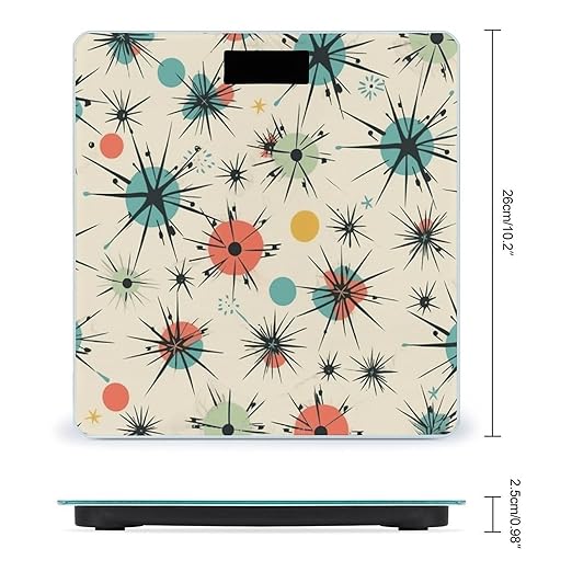 Atomic Stars Retro Pattern Scale for Body Weight Accurate Digital Bathroom Scale Toughened Glass High Precision Scales Smart Weight Scales with Large LCD Backlight Display Weighing Machine