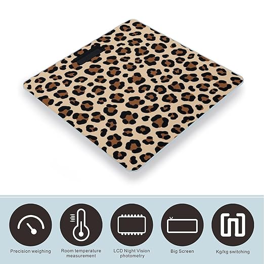 Women's Smart Scale for Body Weight Digital Bathroom Weighing Scale Automatic Switch Energy Saving Scale Compatible with Leopard Prints Printed