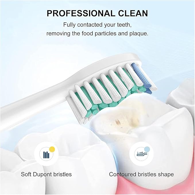 Sensitive Soft BristleCompatible for Phili Care Replacement Toothbrush Heads HX6053/64 Gentle Yet Effective Cleaning(16pcs Black)