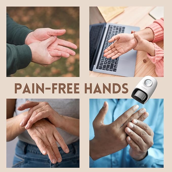 Hand Massager with Heat and Compression for Arthritis and Carpal Tunnel Finger Numbness Circulation Pain Relief from Wrist to Palm and Finger with Kneading Rollers Fan Cooling Gifts for Women Men