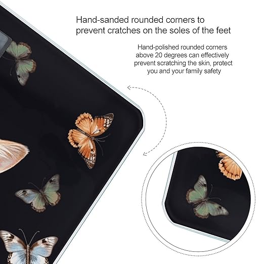 Cat Butterfly Scale for Body Weight Sturdy Tempered Glass Weighing Scales with LCD Display Accurate Digital Bathroom Scale Convenient Body Fat Smart Scales 400lb