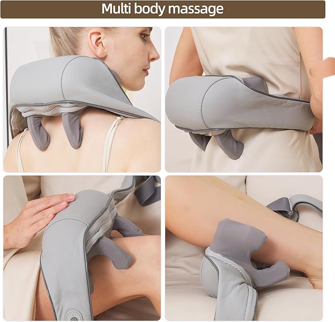 Cordless Shiatsu Neck and Shoulder Massager with Heat – 6D Kneading Massage Deep Tissue Pain Relief for Trapezius Rechargeable Brushless Motor