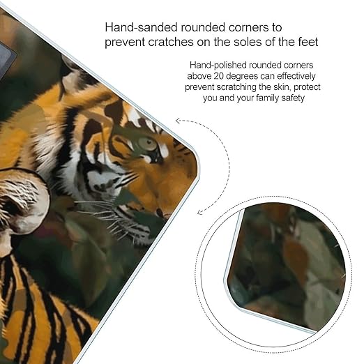 Camouflage Tiger Bathroom Scale Rounded Smart Scale for Body Weight Automatic Power On/Off Weight Scales Accurate Bathroom Digital Scales for Pet Home Bedroom Kitchen