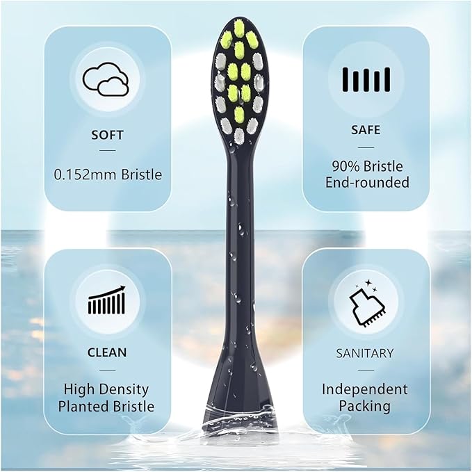4Pack Replacement Toothbrush Heads Compatible with Ph One Soni Care Electric Head HY1100 HY1200 BH1022(Yellow)
