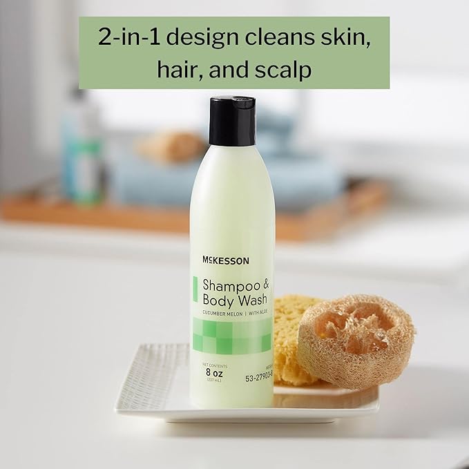 McKesson Body Wash and Shampoo with Aloe Cucumber Melon Scent 8 oz 48 Count