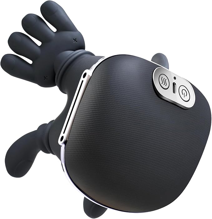 Neck Massager Bionic Heated Massager Portable Shiatsu Neck and Back Massager Electric Deep Tissue 4D Kneading Massage Simulated Human Hand Design for Pain Relief and Muscle Relax (Black)