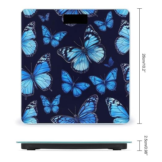 Digital Bathroom Weighing Scale Energy Saving Scale Smart Scale for Body Weight Beautiful Butterflies Blue Butterfly