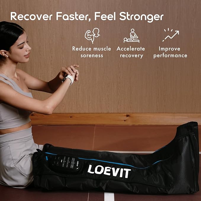 Cordless Air Compression Leg Massager for Pain Relief Full Leg Boots with Dynamic Pressure Enhances Circulation Reduces Muscle Pain Fast Recovery (Single)