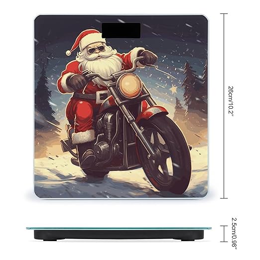 Santa Claus Biker Riding Weight Scale Large Bathroom Scales Digital Weight with Bright LED Display Non Slip Automatic Weighing Scale Fashion Weighing Machine for Body
