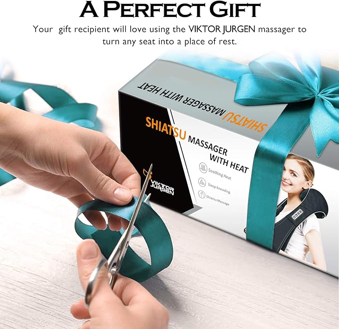 VIKTOR JURGEN Mothers Day Gifts for Mom Wife Women &amp Her Shiatsu Neck and Shoulder Massager with Heat Deep Tissue Kneading Sports Recovery Massagers for Back Relaxation Gifts for Husband Him